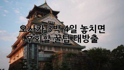🇯🇵 오사카 3박 4일! 놓치면 후회할 꿀팁 대방출 ✨